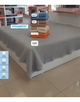 ETEHOMETEX HAVUZLU PİKE ÇİFT KİŞİLİK 220x240cm GRİ 8696474231653